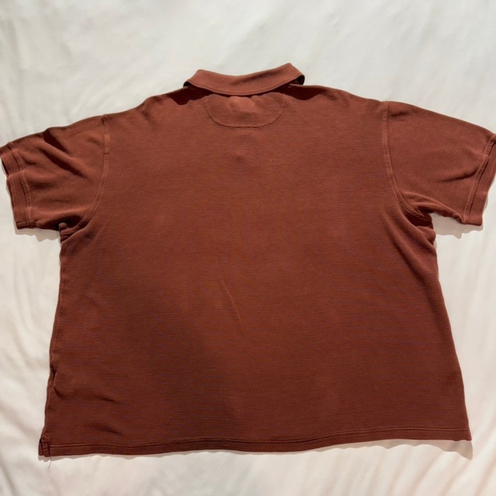 Caribbean‎ Polo Shirt Mens XL Brown Silk Cotton Ribbed Knit Short Sleeve Golf - Picture 6 of 6